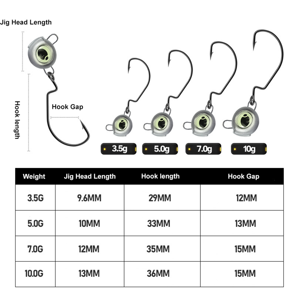 10pcs Weedless Jig Heads with  - Fishing Hook Weedless 评论和价格