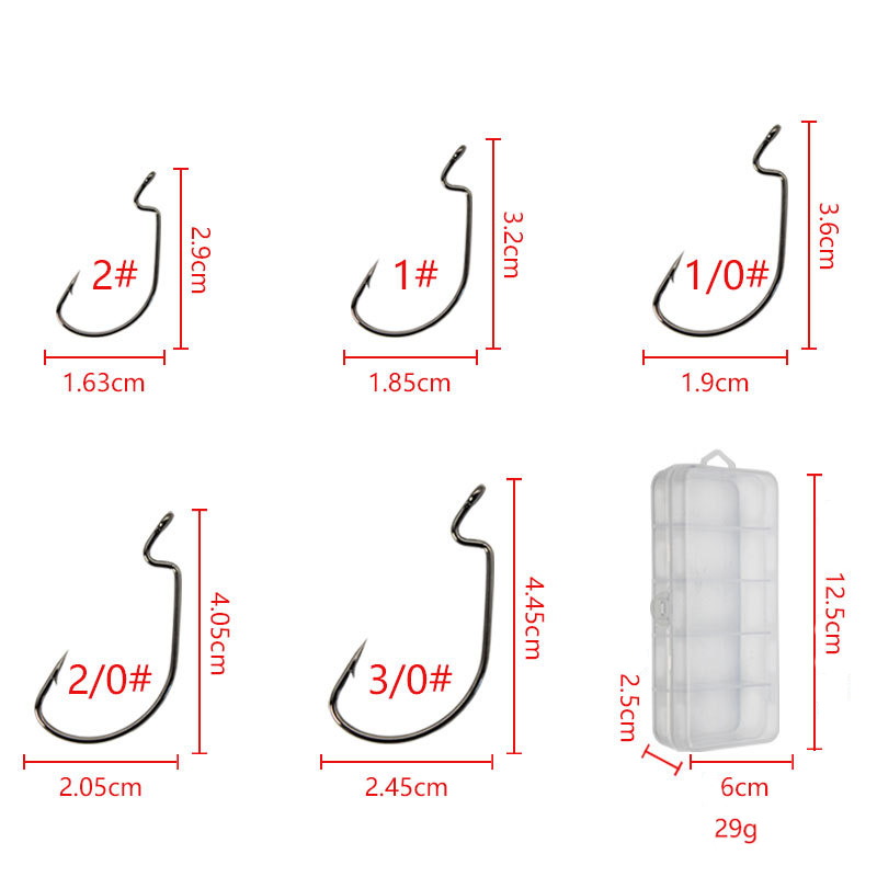 50pcs Wide Worm Hook Carbon St - Fishing Hook Offset 评论和价格