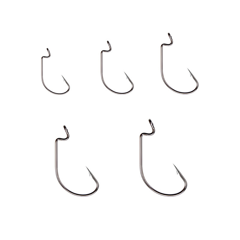 50pcs Wide Worm Hook Carbon St - Fishing Hook Offset 评论和价格