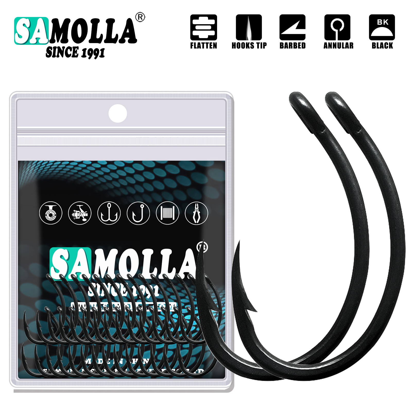 50pcs Carp Fishing Hooks PTFE  - Fishing Hook Offset 评论和价格